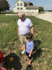 JB and Grandpa Picking Pumpkins at Aunt Janines